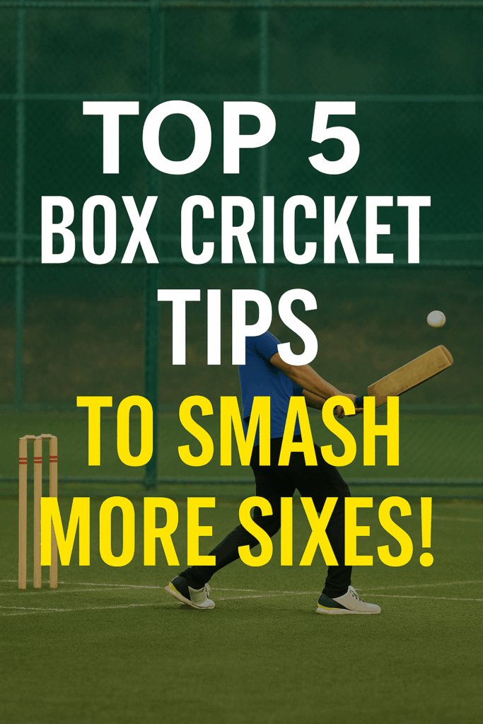 Cricketer executing a perfect bat swing to hit a six in box cricket.
