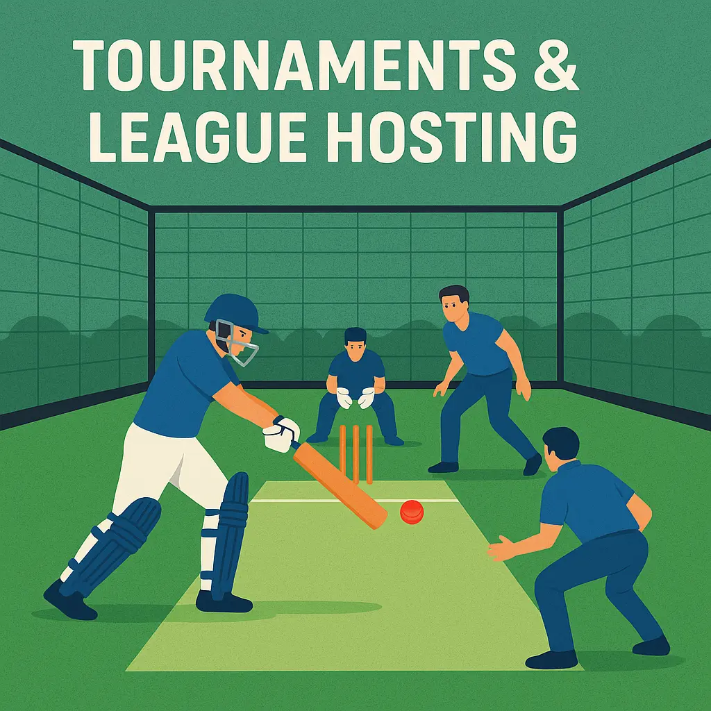 Box cricket umpire explaining match rules and scoring format to players before the game