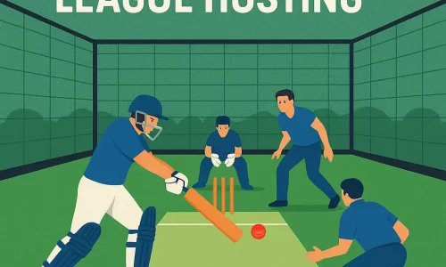 Box cricket umpire explaining match rules and scoring format to players before the game